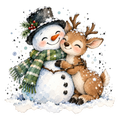 Christmas Whimsy - Snowman and Reindeer Hug DTF transfer