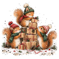 Christmas Whimsy - Squirrels Stacking Gifts DTF transfer