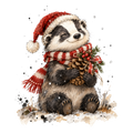 Christmas Whimsy - Badger with Pinecone DTF transfer