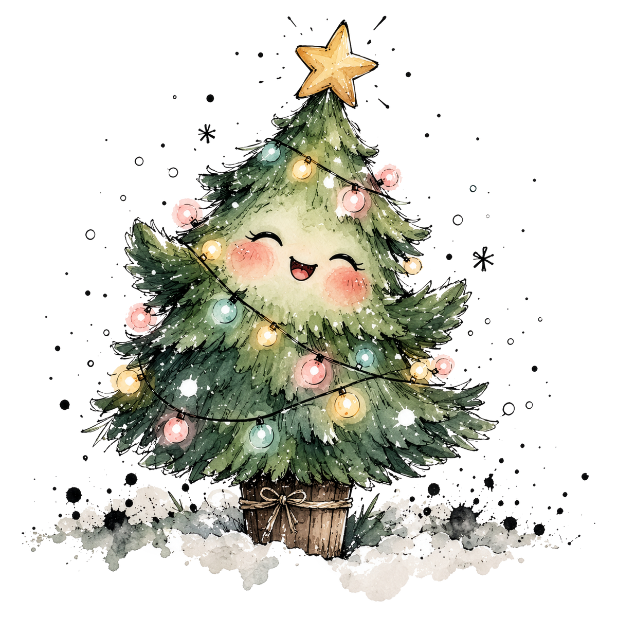 Christmas Whimsy - Happy Little Christmas Tree DTF transfer