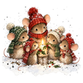 Christmas Whimsy - Mice Around a Candle DTF transfer
