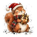 Christmas Whimsy - Squirrel with Golden Acorn DTF transfer