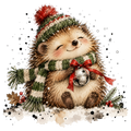 Christmas Whimsy - Hedgehog with Jingle Bell DTF transfer