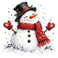 Christmas Whimsy - Snowman in Top Hat and Mittens DTF transfer