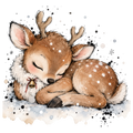 Christmas Whimsy - Sleeping Baby Reindeer DTF transfer