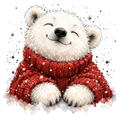 Christmas Whimsy - Polar Bear in Red Sweater DTF transfer
