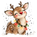 Christmas Whimsy - Red-Nosed Reindeer with Lights DTF transfer