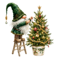 Christmas Gnome Tree Trimming DTF transfer