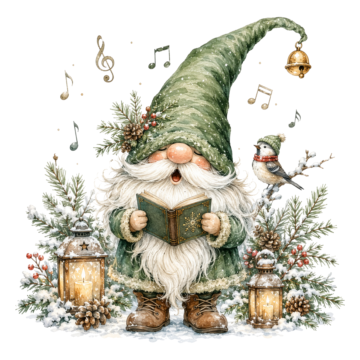 Christmas Gnome Caroling DTF transfer