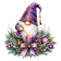 Christmas Gnome Purple Candle Lighting DTF transfer