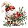 Christmas Gnome Red Candle Centerpiece DTF transfer