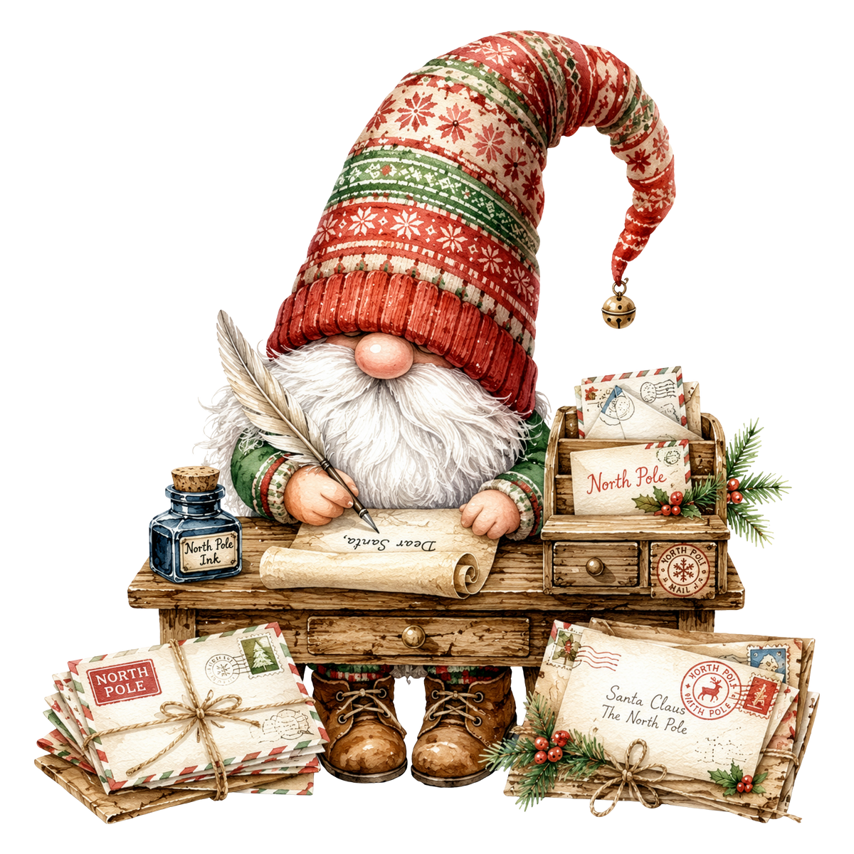 Christmas Gnome Letters to Santa DTF transfer