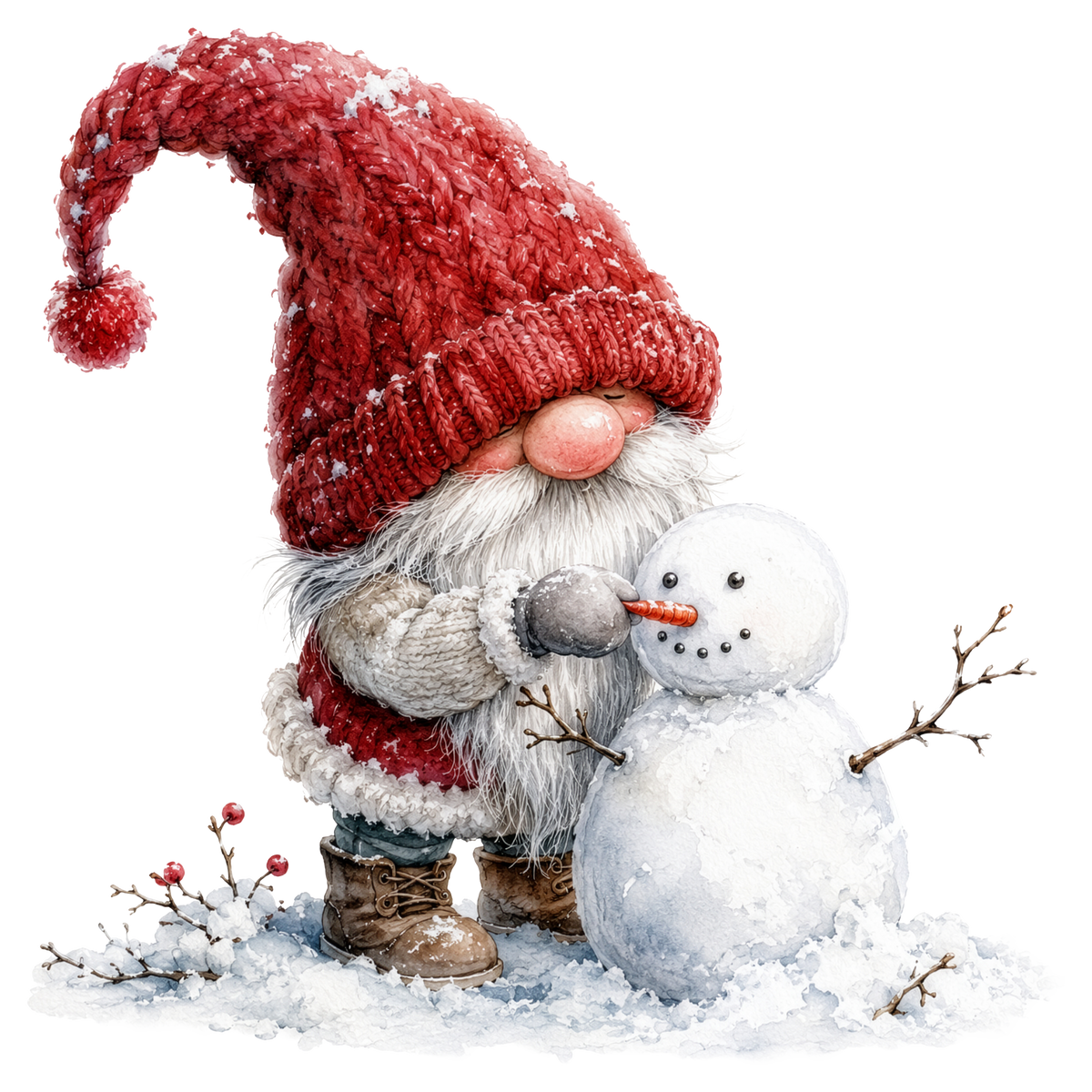Christmas Gnome Snowman Builder DTF transfer