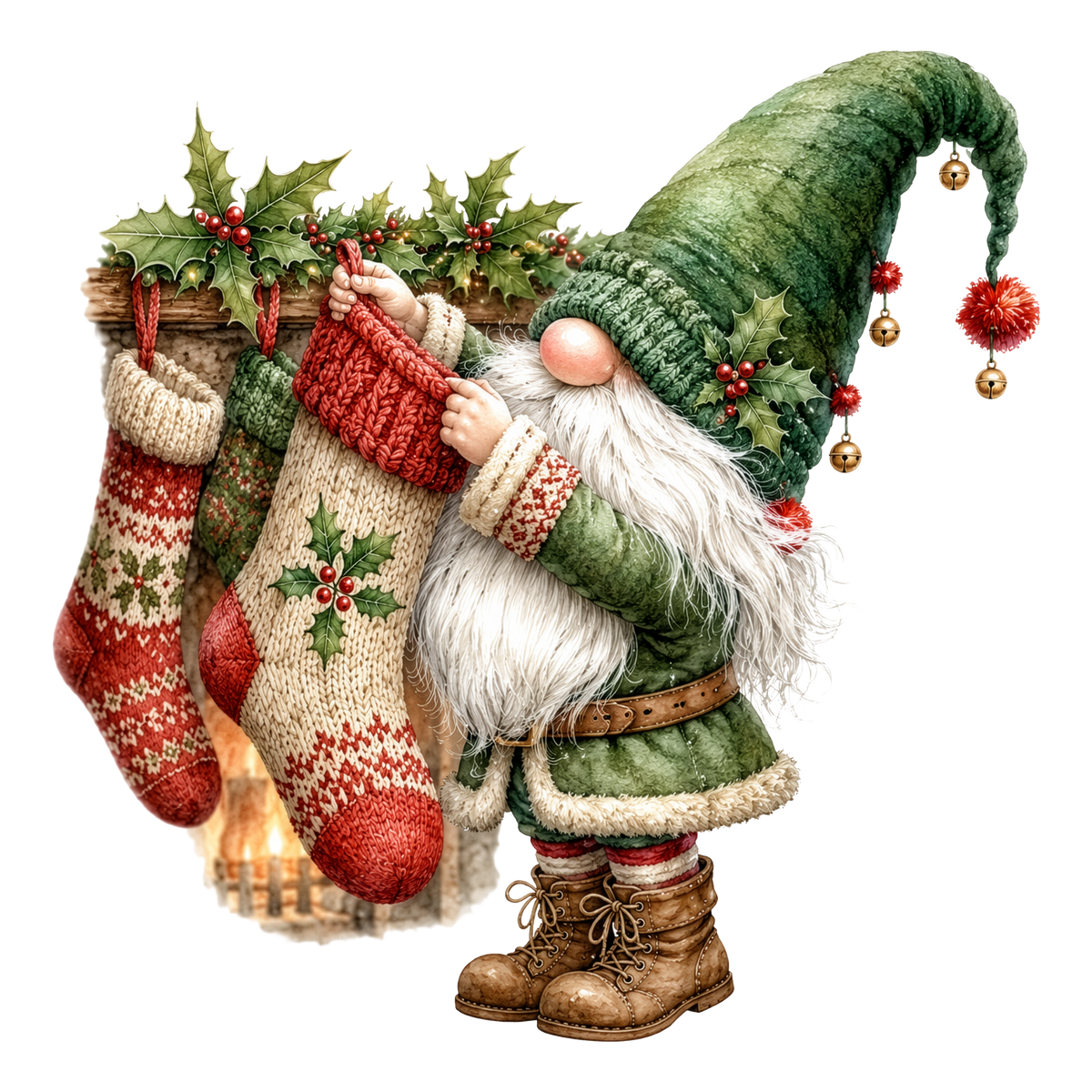 Christmas Gnome Hanging Stockings DTF transfer