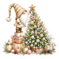 Christmas Gnome Pink and Gold Tree Topper DTF transfer