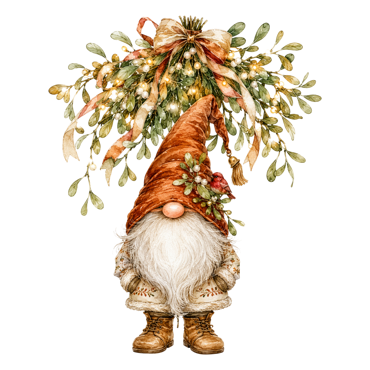 Christmas Gnome Mistletoe DTF transfer