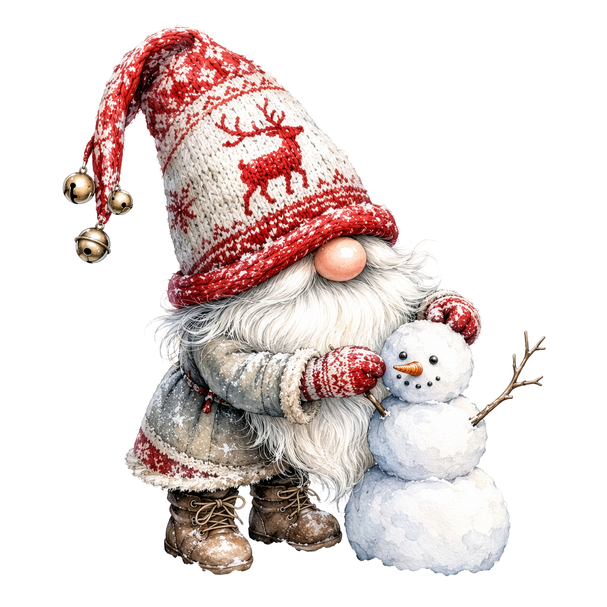 Christmas Gnome Reindeer Hat and Snowman DTF transfer