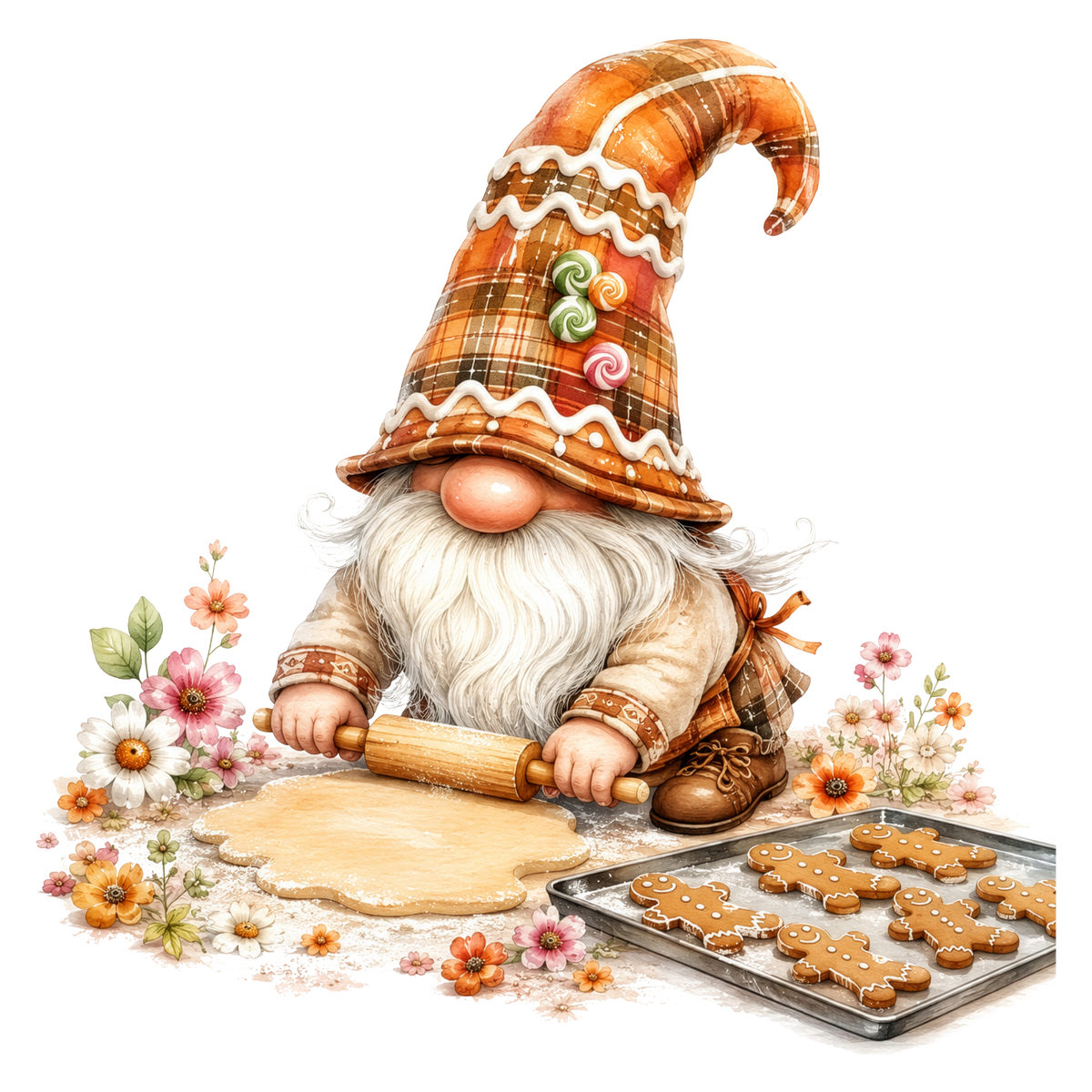 Christmas Gnome Gingerbread Baker DTF transfer