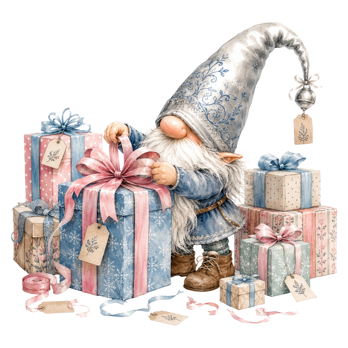 Christmas Gnome Pastel Gift Wrapping DTF transfer