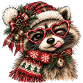 Christmas Raccoon DTF transfer design