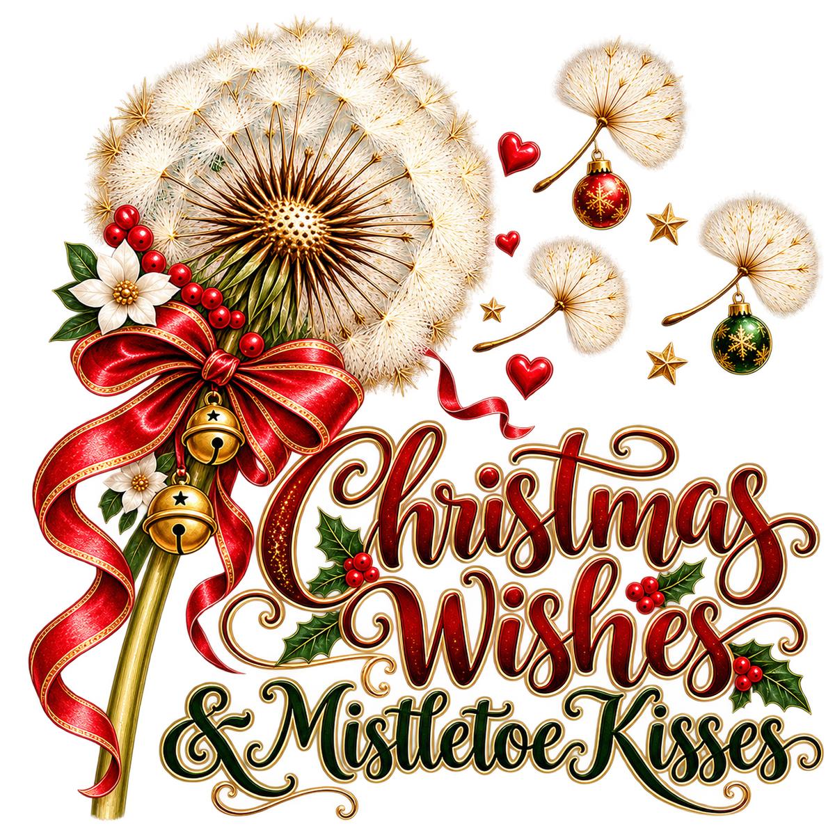 Christmas Wishes and Mistletoe Kisses DTF transfer