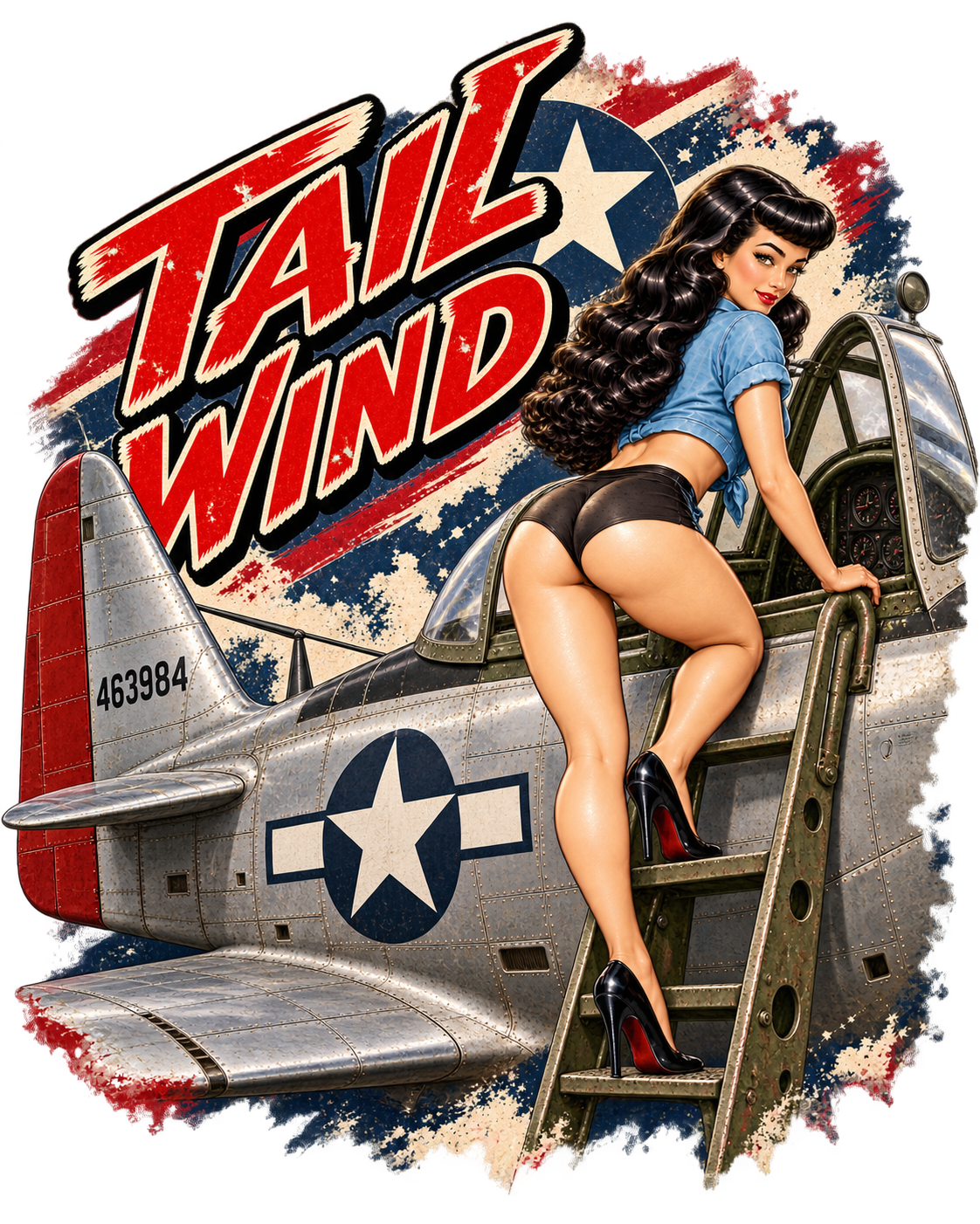 Tail Wind Mustang Pin-Up Nose Art DTF transfer