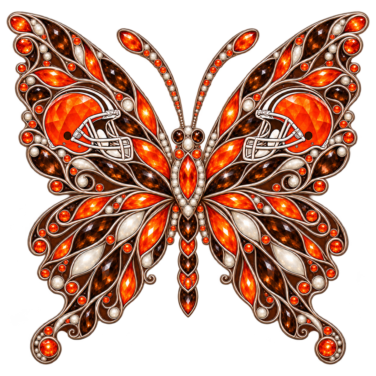 Cleveland Browns Jeweled Butterfly DTF transfer
