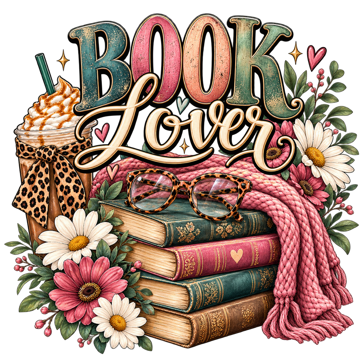 Book Lover Reading Stack DTF transfer