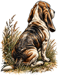Basset Hound in Wild Grasses DTF transfer