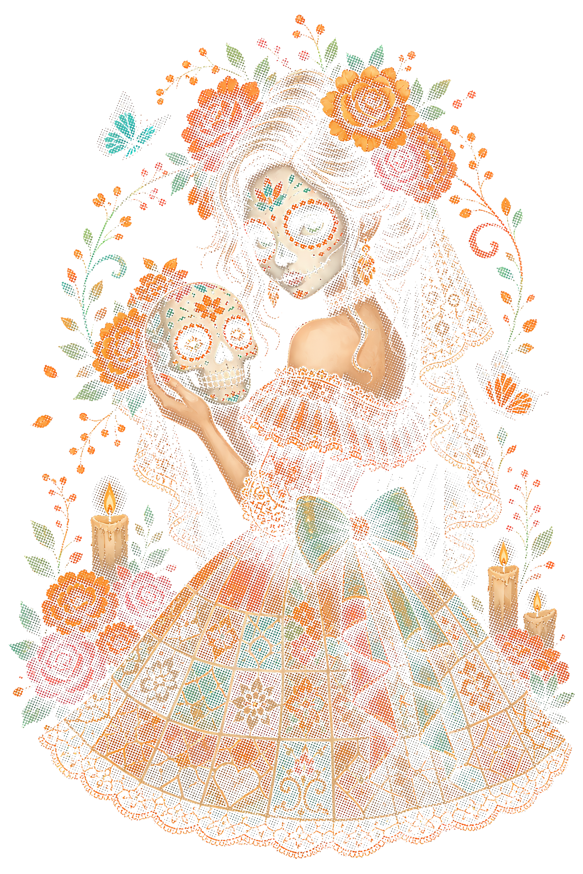 Day Of The Dead 001 Halftone transfer