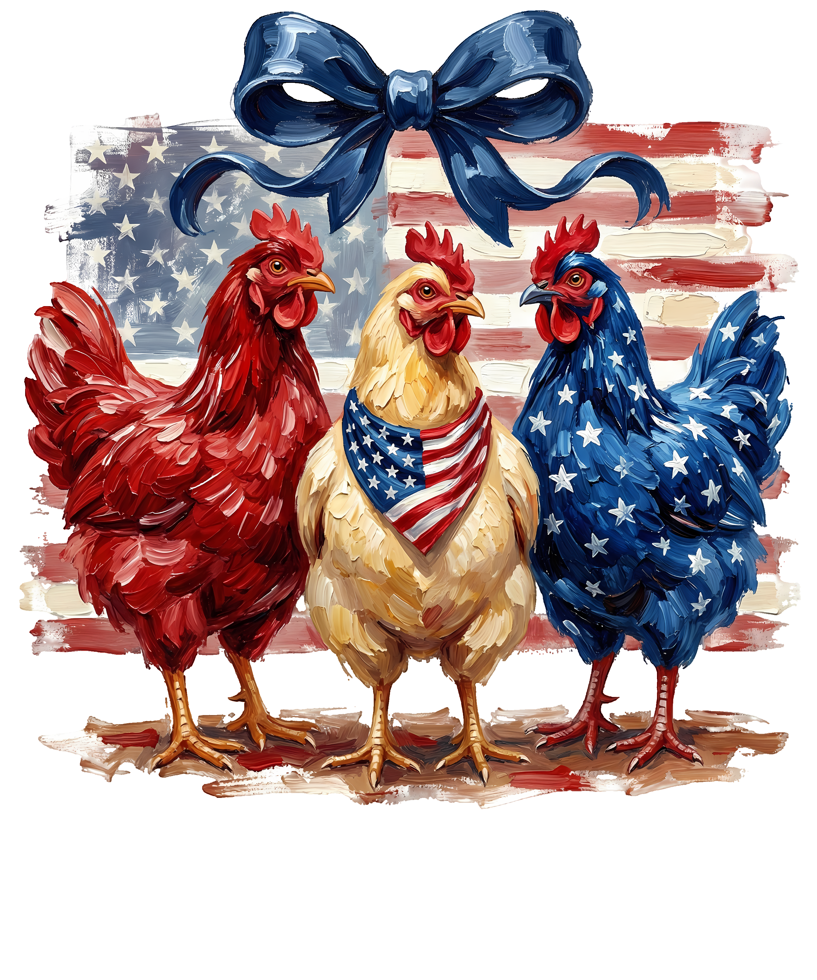 Red, White, Blue Chickens