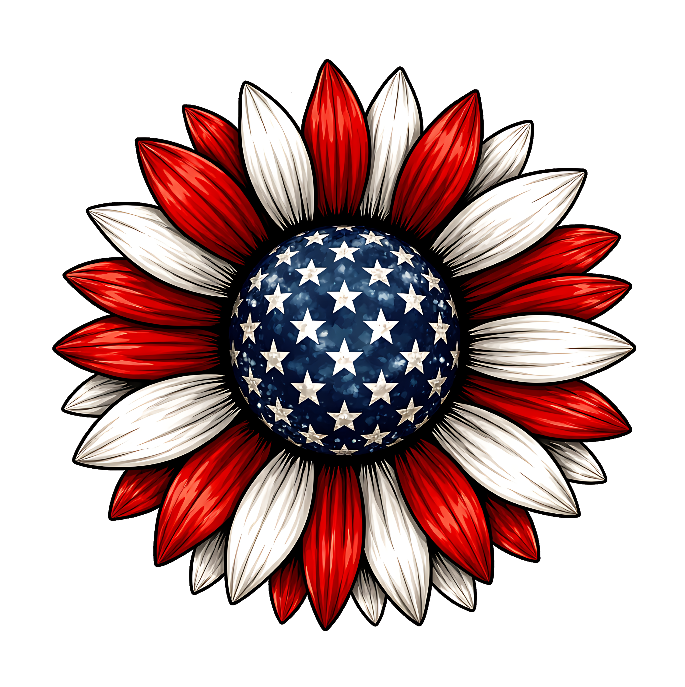 Red, White, Blue Sun Flower