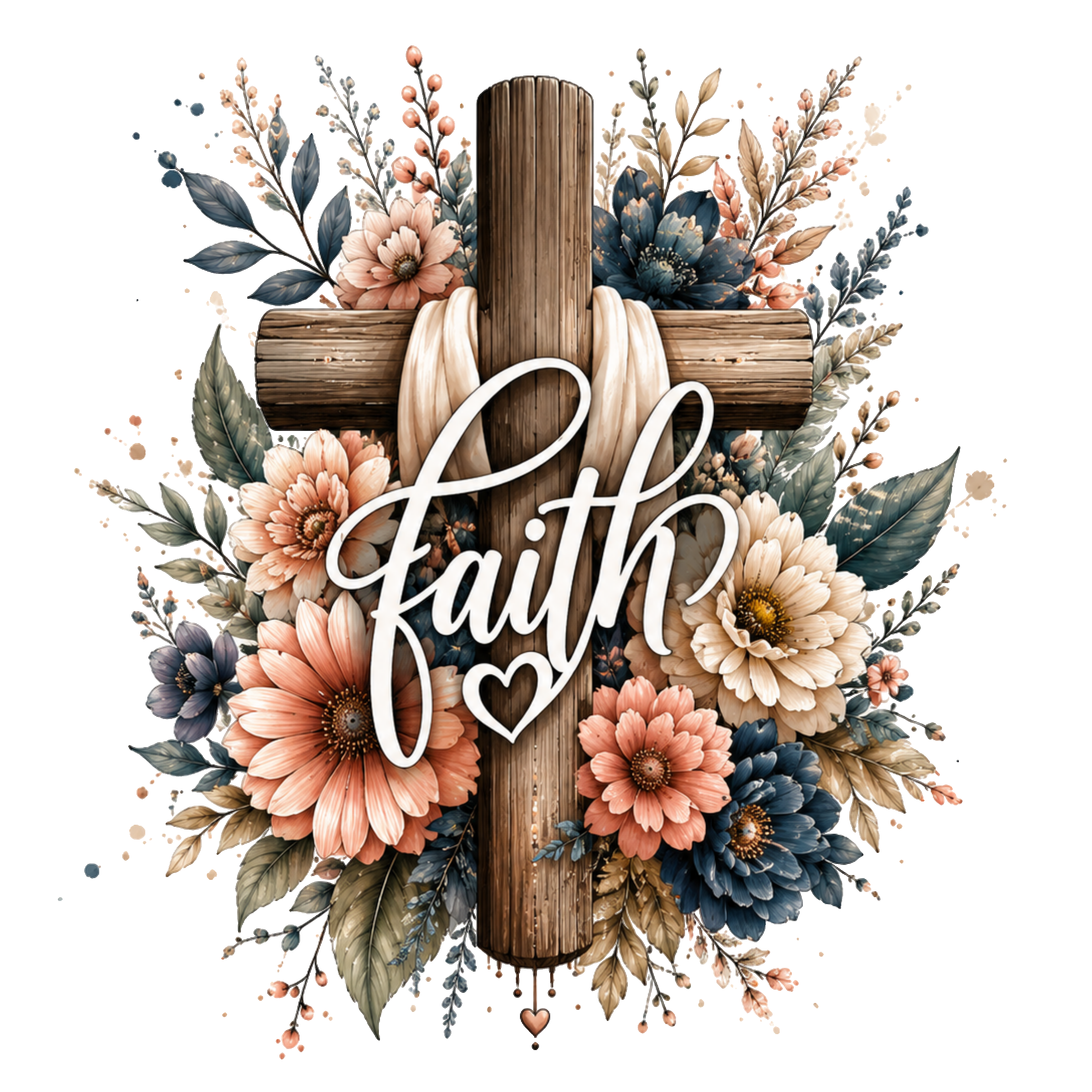 Faith (wooden cross and flowers)