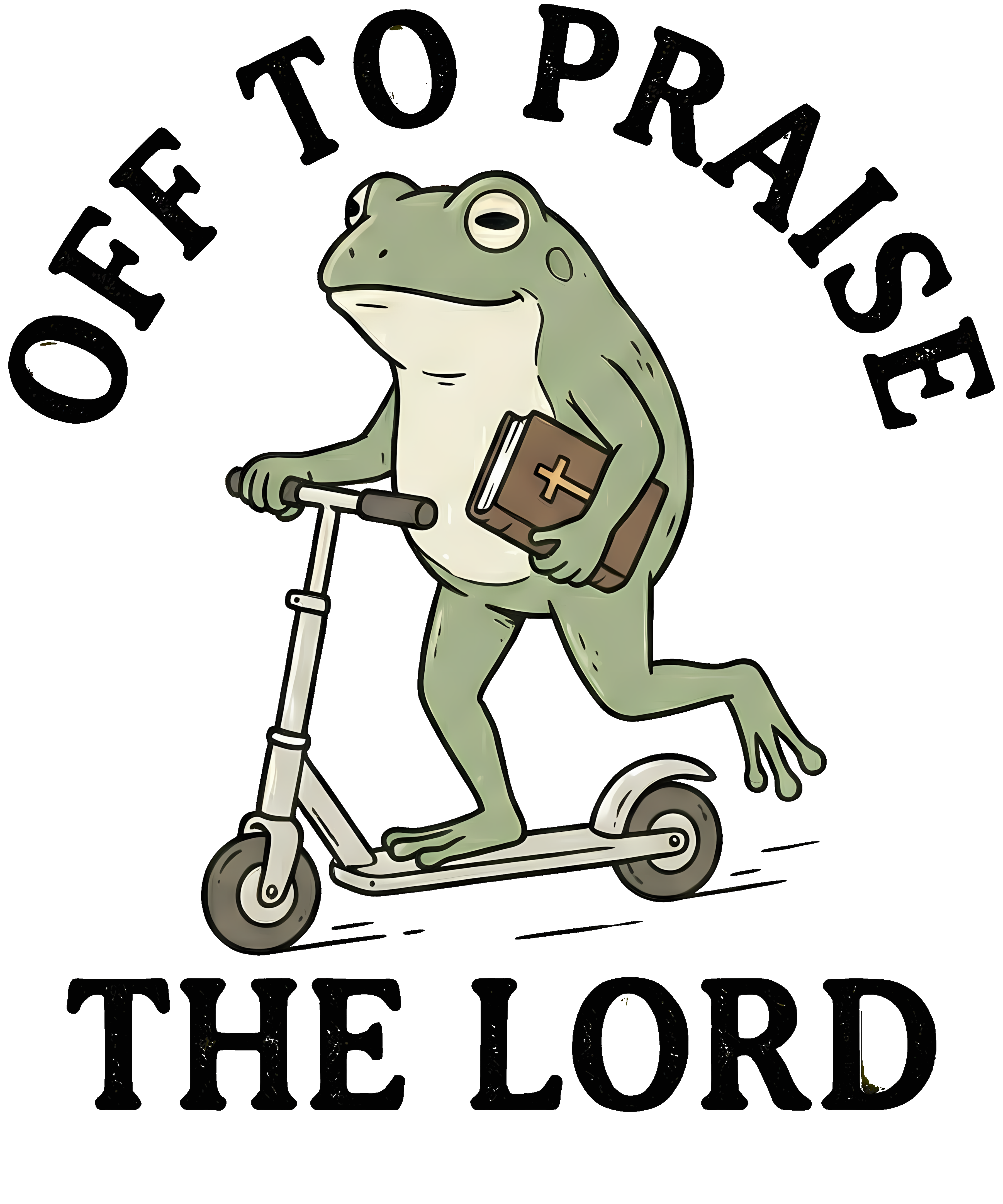 Off To Praise The Lord (whimsy Frog on scooter)