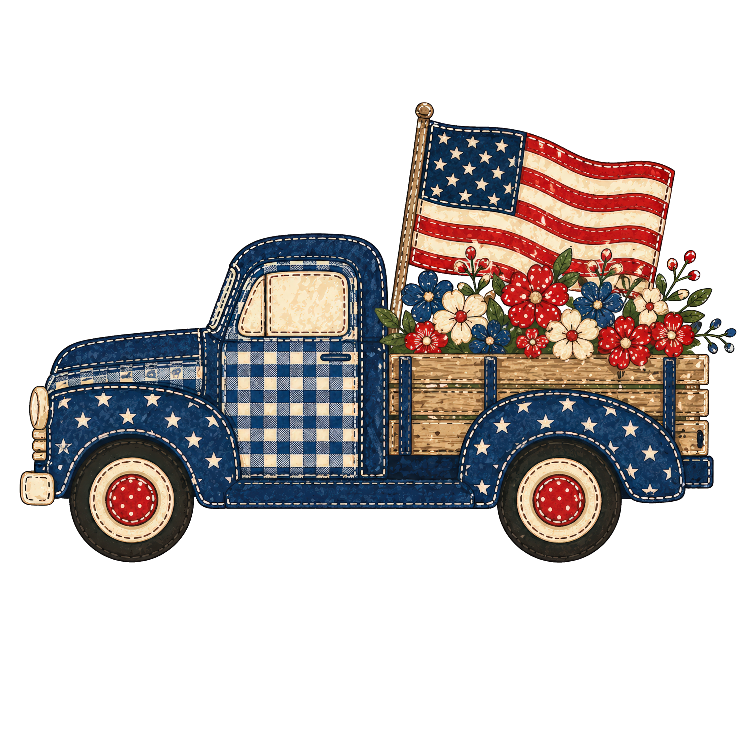 Vintage Truck & Flag