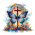 Butterfly, Cross, Stained Glass