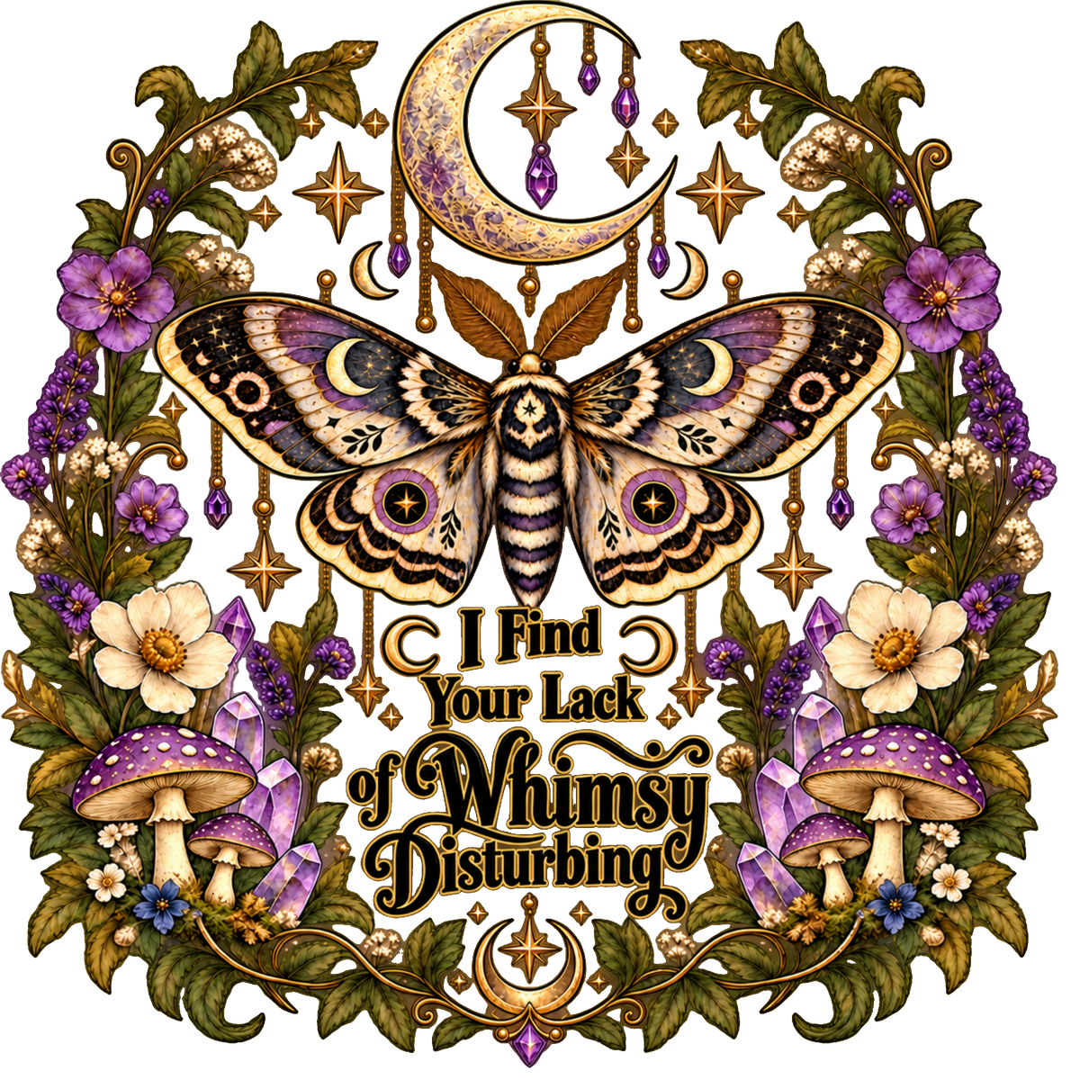 I Find Your Lack of Whimsy Disturbing Moth DTF transfer