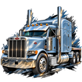 Chrome Peterbilt in Motion DTF transfer