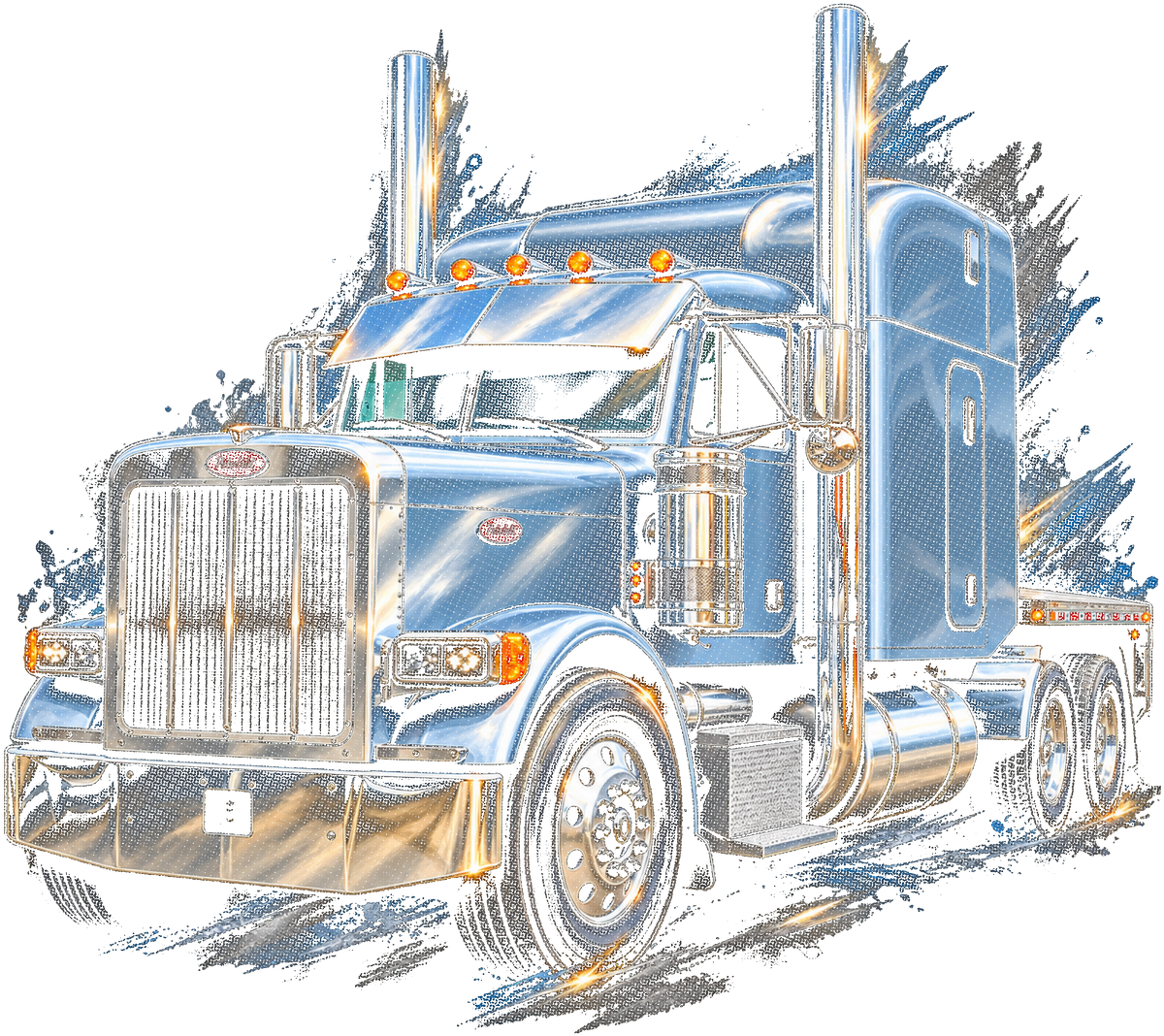 Chrome Peterbilt in Motion Halftone transfer