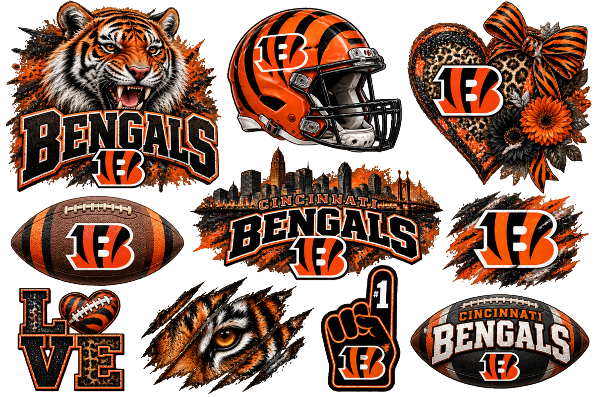 Cincinnati Bengals Sticker Collage gang sheet