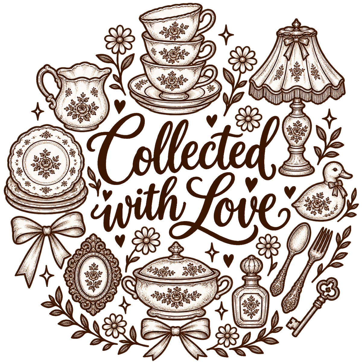 Collected with Love Vintage Wreath DTF transfer