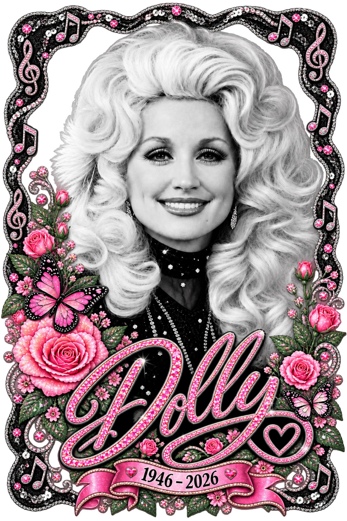 Dolly Parton (tranparent backround with border)