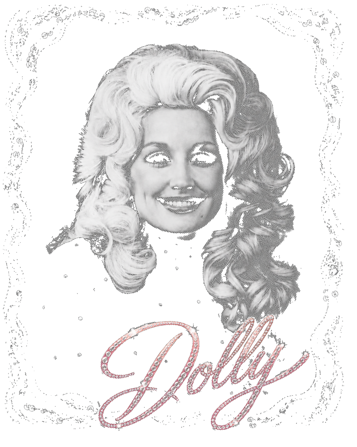 Dolly Parton Halftone (black backround)
