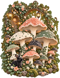 Enchanted Mushroom Cottage Garden DTF transfer
