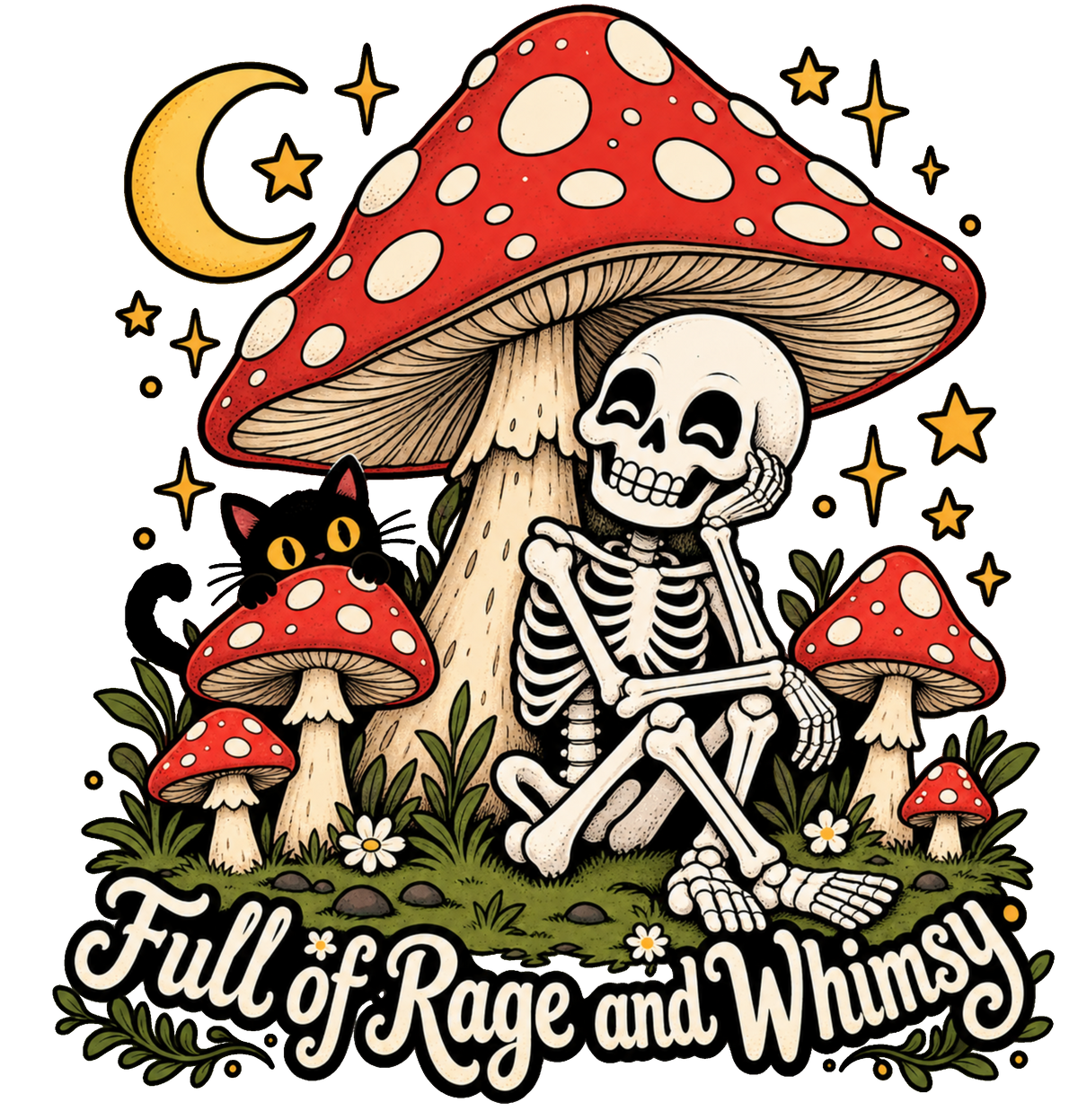 Full of Rage and Whimsy Skeleton DTF transfer