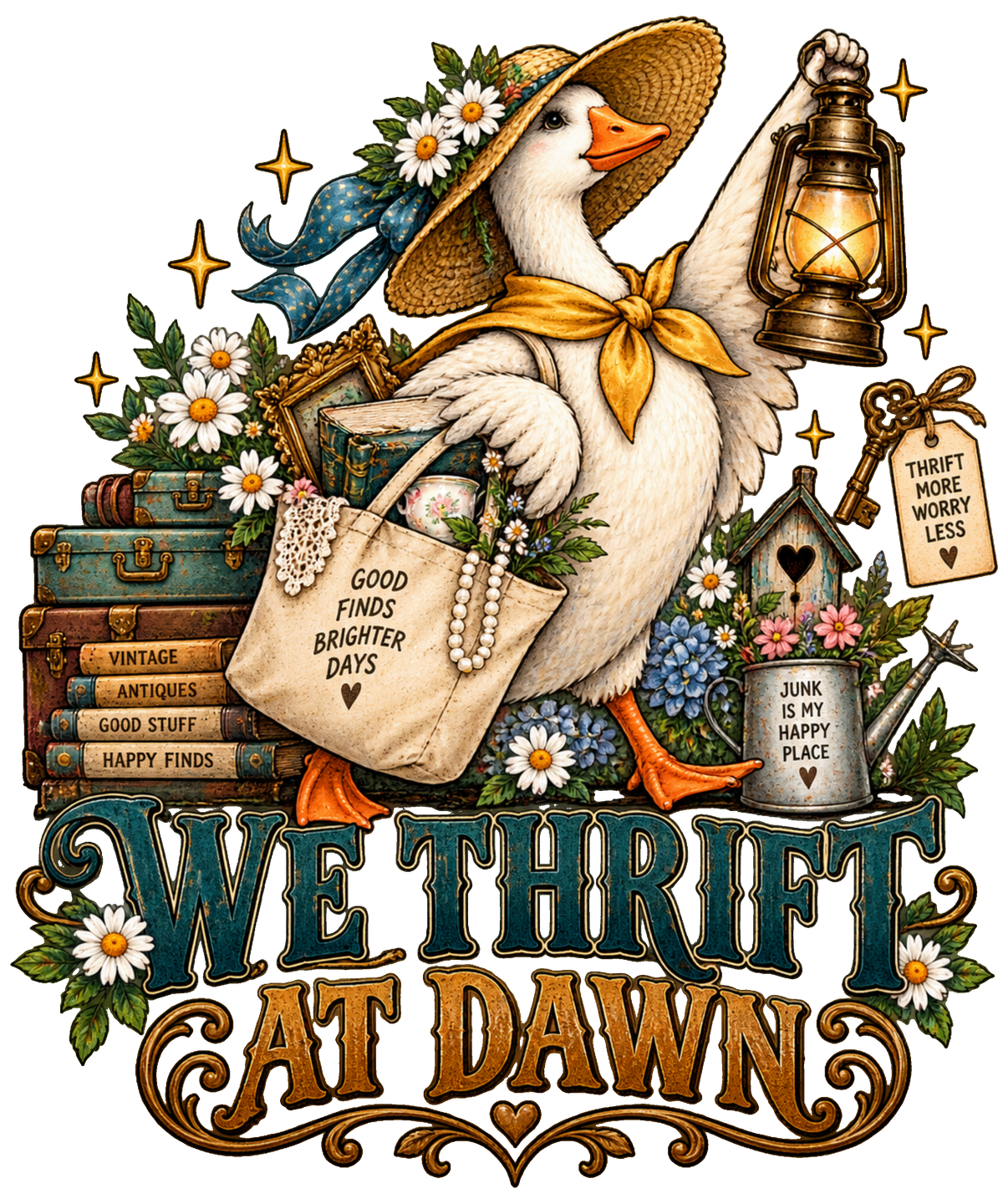 We Thrift at Dawn Goose DTF transfer