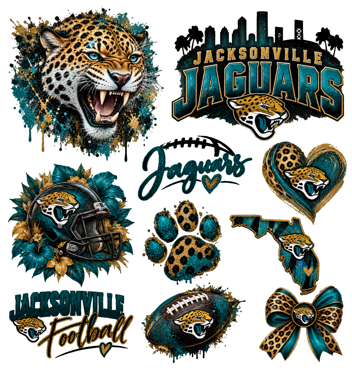 Jacksonville Jaguars Sticker Collage gang sheet