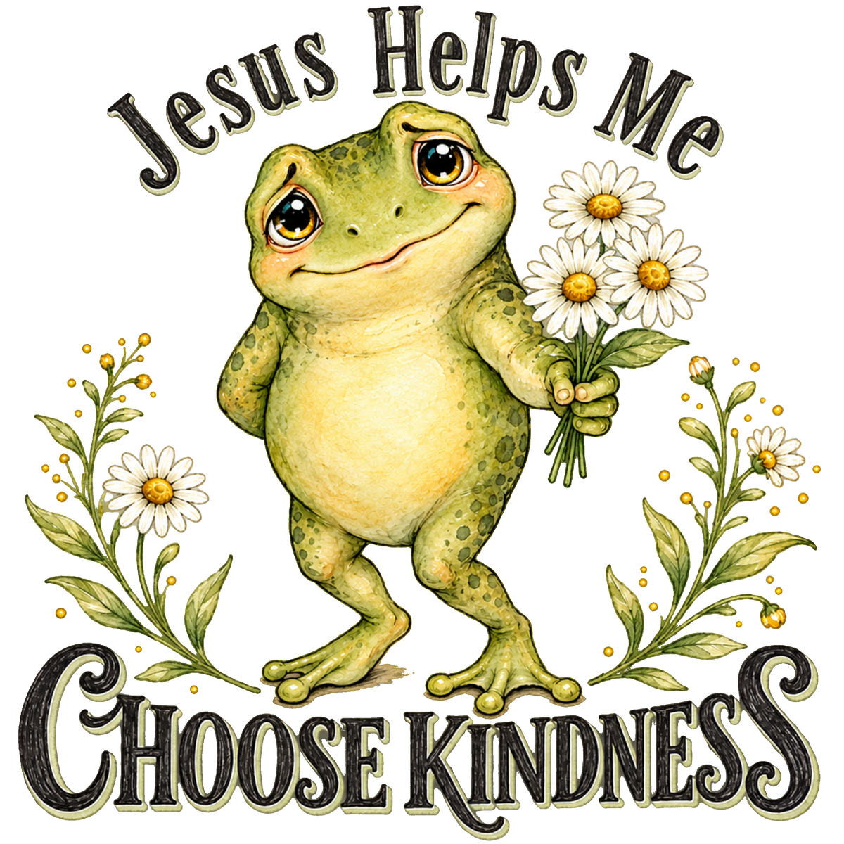 Jesus Helps Me Choose Kindness Frog DTF transfer