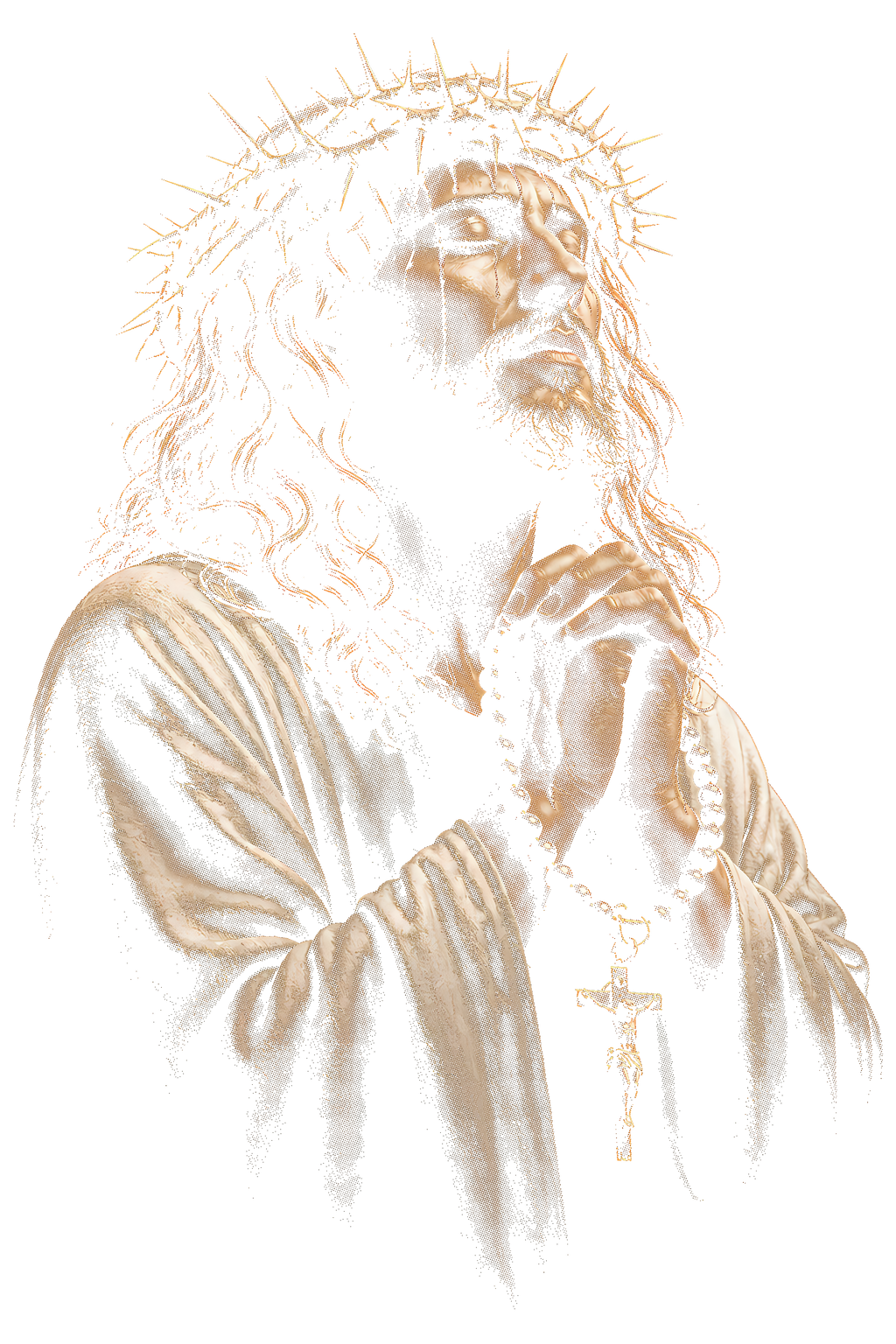 Jesus in Prayer Halftone transfer