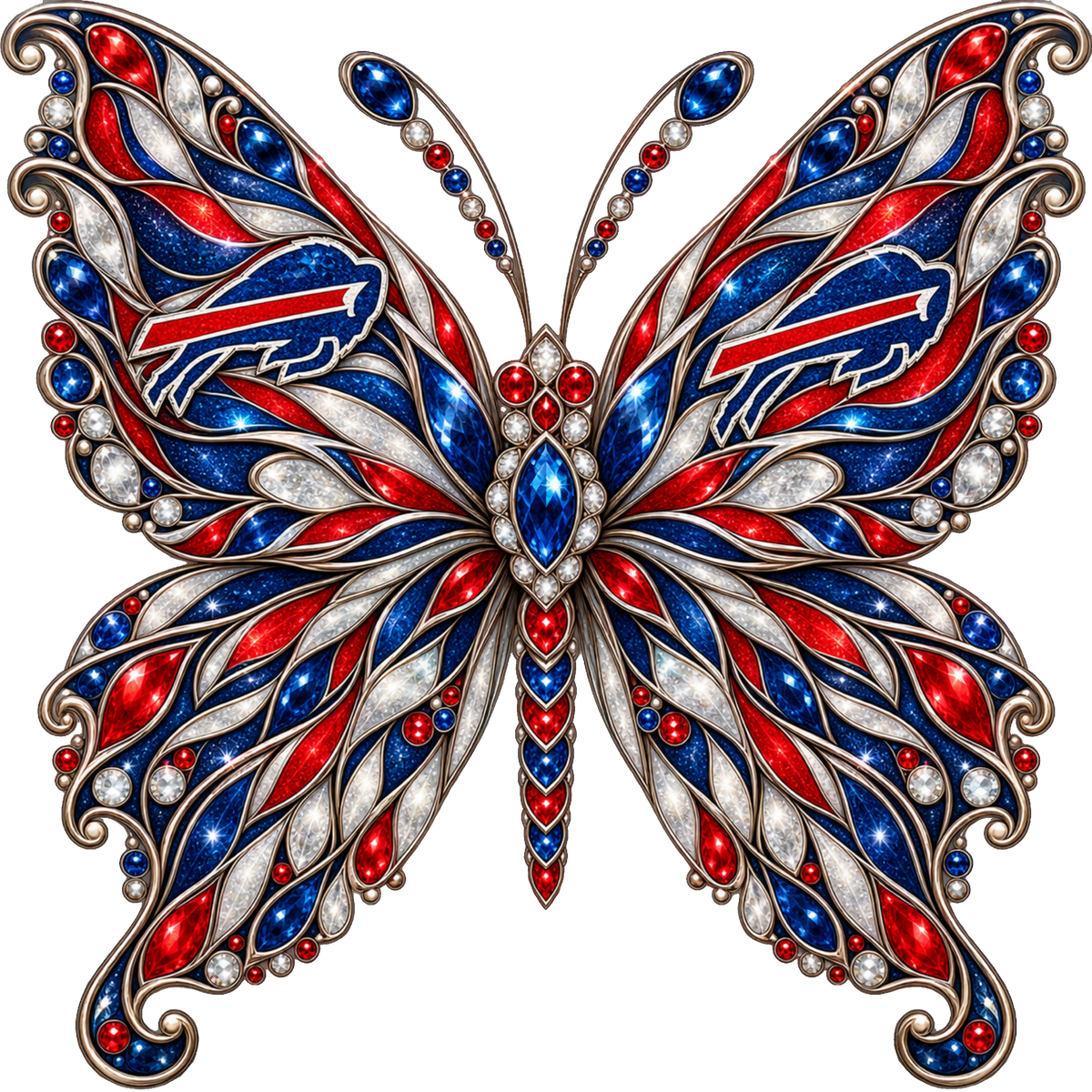 Buffalo Bills Jeweled Butterfly DTF transfer